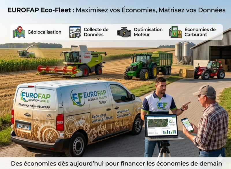 Economies de carburant tracteur et matériel argricole, géolocalisation, dépannage AdBlue EGR FAP