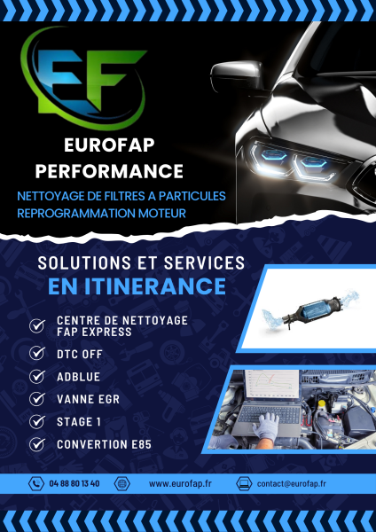 Reprogrammation Moteur (AdBlue EGR FAP Stage 1 etc.) et nettoyage de filtre à particules solutions EUROFAP 26 07 38 69 42 