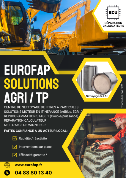 Solutions Agricoles EUROFAP à domicile: AdBlue, EGR ou FAP de tracteurs agricoles proches de Crest, Die ou Vercheny et ailleurs dans le 26, 38, 07, 42 ou 69