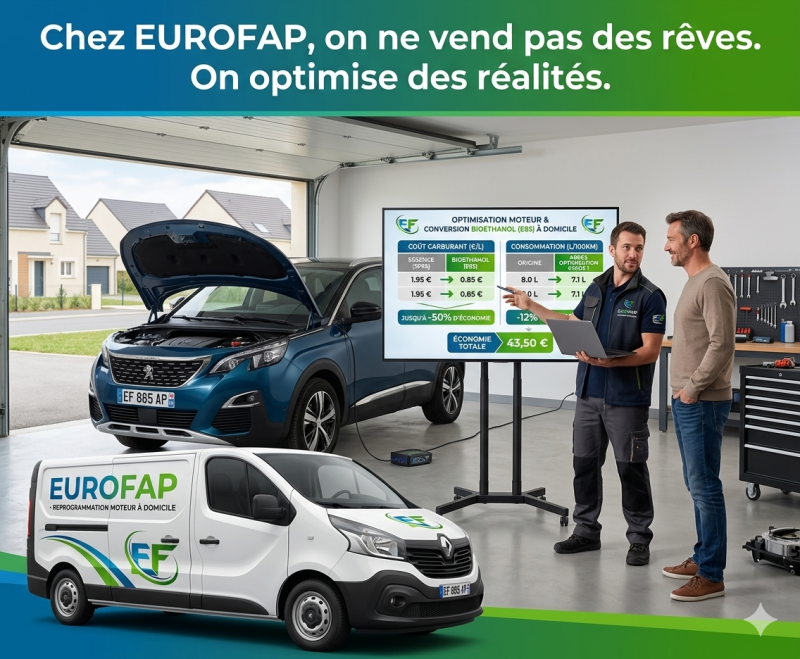 Conversion bioéthanol E85 à domicile Drôme 26 Ardèche 07 Isère 38 avec EUROFAP