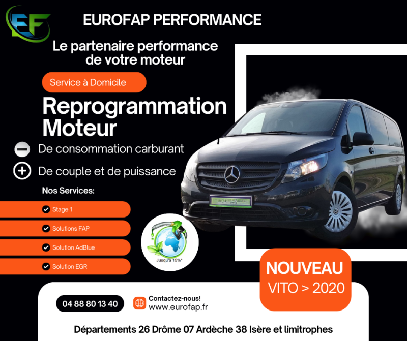 Reprogrammation moteur VITO 2.0 D CDI 114 116 119 Stage 1, Vanne EGR, FAP à Vienne au sud de Lyon