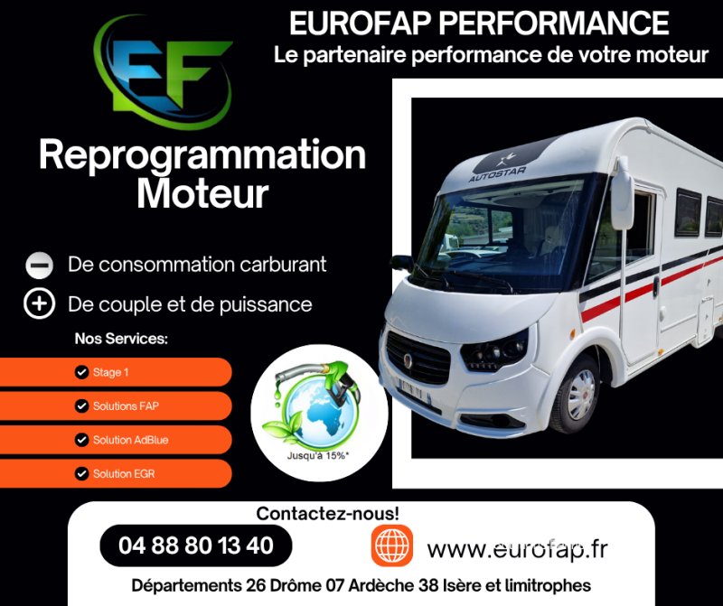 Reprogrammation moteur camping-car, gagnez de la fiabilité et du couple avec nos solutions AdBlue, FAP, EGR ou Stage 1 proche de Marseille 13 Bouches du Rhône