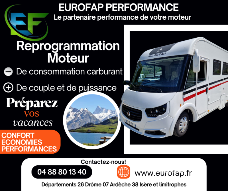 Camping-car reprogrammation moteur Stage 1 couple puissance économies de carburant à grenoble Voiron et 26 07 38 Lyon 69