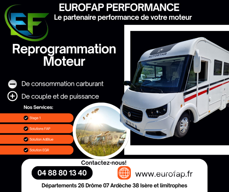 Gragnez du couple et de la puissance sur votre camping-car avec EUROFAP, solutions moteur à domicile dans le 06 83 en Provence Alpes Côte d'Azur