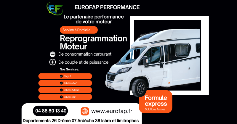 Reprogrammation camping-car à domicile ou sur votre lieu de villégiature. Dépannage Adblue ou solutions STAGE 1 pour gain de couple et puissance. Hérault Aude Gard et zones limitrophes.