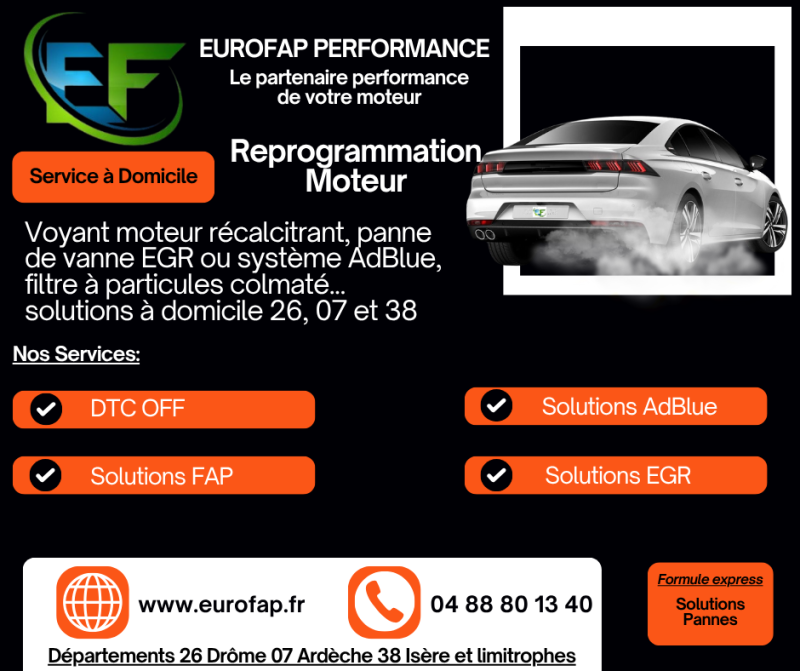 AdBlue, EGR, fitre à particules (FAP) Qualité prix professionnel, moins cher et définitif à Beaurepaire La-Côte-Saint-André Rives et 38 07 26 LYON reprogrammation moteur